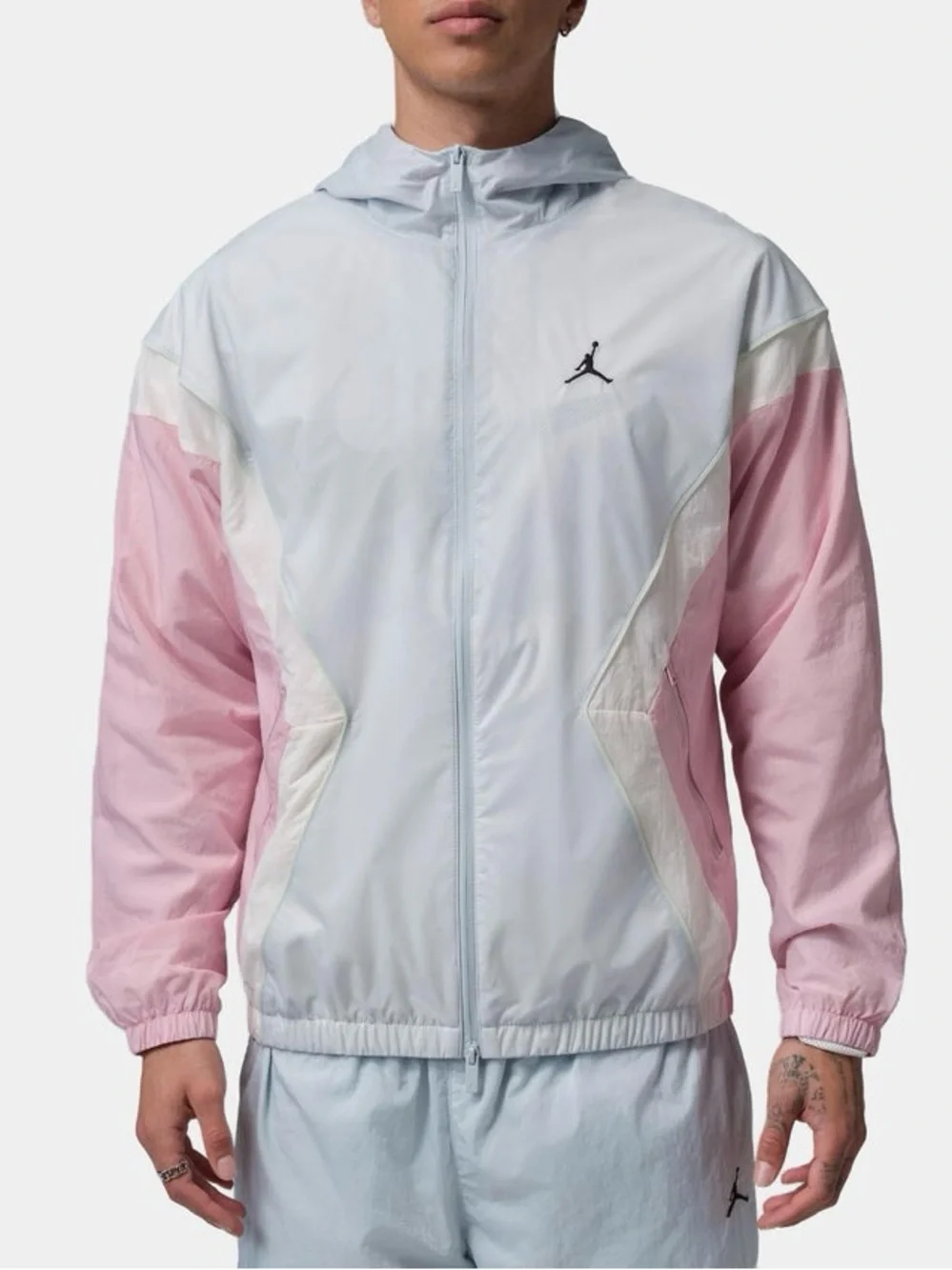 NWT $110 Nike Jordan Brooklyn Hooded Draft Jacket Men’s Medium Pink Blue